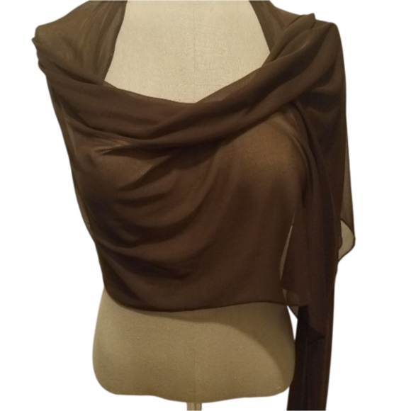 Alex Evening Brown Party Maxi Dress With Shawl Size 6P - Picture 5 of 11